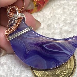 Purple agate stone pendant